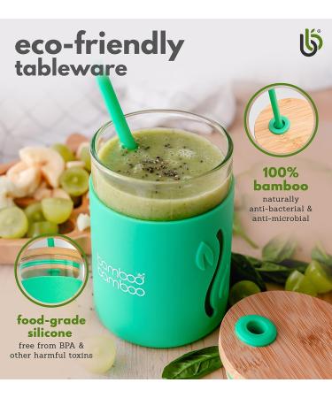 Bamboo Toddler Sippy Cup with Straw and Lid - 11.8 oz Kids Drinking Cup in Green - Buy Online on GoSupps.com