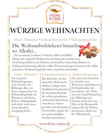  Feine W rze Christmas Spice Kit | Granny Cookies | Classic Christmas Spices | Premium Quality | Gluten Free | 75g - Buy Online on GoSupps.com