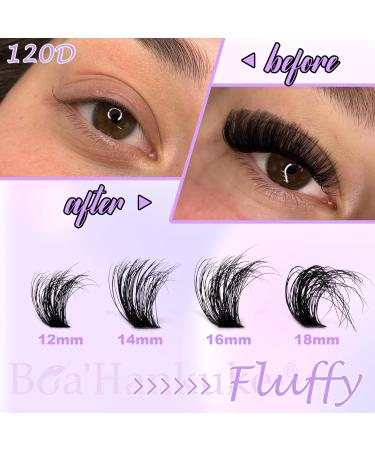 Boahankuke Fluffy Lash Clusters 280PCS 100D+120D D Curl Individual Cluster Lashes 12-18mm - Buy Online on GoSupps.com