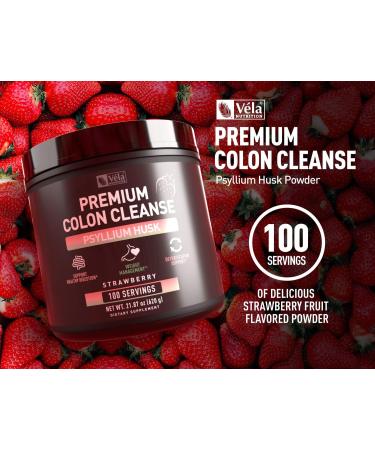 Psyllium Husk Powder Colon Cleanser - Strawberry Flavor | Supports Healthy Digestion, Detox & Weight Management | 100 Servings - Buy Online on GoSupps.com