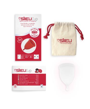 Sileu menstrual cup Divine - most convenient cup - up to 12 hours of protection without leaks - medical silicone - sensitive blisters and control cramps size S transparent