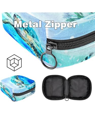Eco-Friendly Menstruation Pad Bag with Zipper | Stylish Napkin & Tampon Organizer for Women & Girls - Sea Turtle Design - Buy Online on GoSupps.com