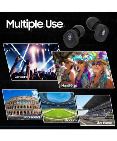 Earplugs for Concerts | High Fidelity Noise Cancelling Silicone Ear Plugs with 4 Pairs of Tips - Perfect for Festivals Drummers DJS & Sports Events (Black - Buy Online on GoSupps.com