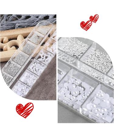 Rhinestones for Nails Nail Art Rhinestones White Pearls for Nails Semicircular Pearl Balls Nail Glitter Stainless Steel Beads Beads Sequins Acrylic Nail Decorations 1 Box/12 Grid - Buy Online on GoSupps.com