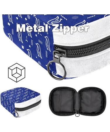 Cartoon Penguin Sanitary Napkin Storage Bag | Period & Tampon Storage | Makeup Pad Pouch | Blue Background Color - Buy Online on GoSupps.com