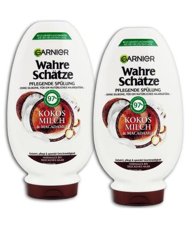 Garnier Garnier True Treasures Coconut Milk and Macadamia Conditioner for Normal and Dry Hair 2 x 200 ml Pack of 2