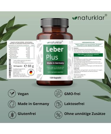 NaturKlar Liver Plus - High-Dose Milk Thistle Capsules with Artichoke Dandelion & Curcuma | 120 Vegan Capsules for Optimal Liver Support - Buy Online on GoSupps.com