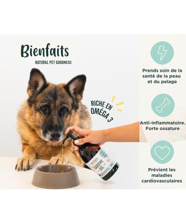 Wolf Belly - 100% Natural Sardine Oil for Dogs and Cats (500 ml) Rich in Omega 3 6 9 and Vitamin E Healthy Skin and Shiny Coat Strong Joints Healthy Immune System - Made in EU - Buy Online on GoSupps.com