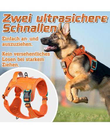 Rabbitgoo Large Dog Harness - Durable Adjustable Tactical Harness with Handles for Hiking Anti-Train Design Orange (1 Pack) - Buy Online on GoSupps.com