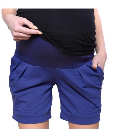 Mija - Maternity Shorts Pants Trousers with Over Bump Panel 1047 8 Blue