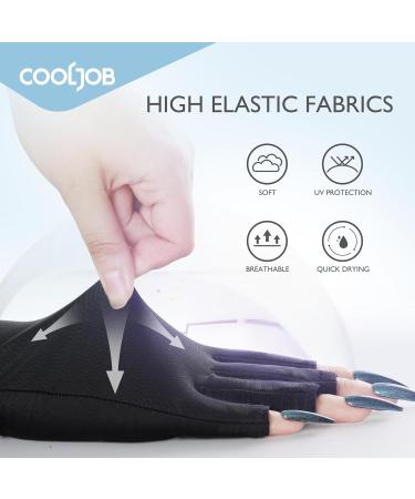 COOLJOB Anti-UV Gloves for Nail Lamp | UPF50+ UV Protection for Manicures | Fingerless Skin Care Gloves for Men & Women | Black 1 Pair - Buy Online on GoSupps.com