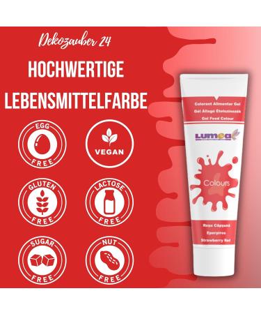 Dekozauber24 Strawberry Red Food Coloring Gel - 30g Tube for Fondant Marzipan & Cake Decoration | International Shipping Available - Buy Online on GoSupps.com