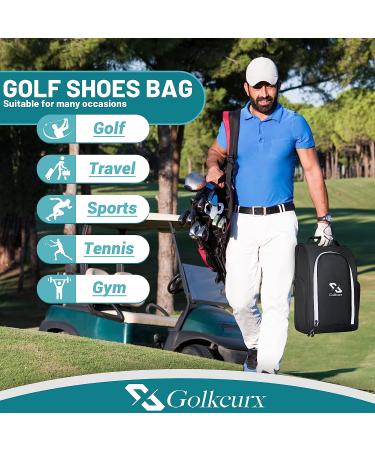 Golkcurx Golf Shoe Bag for Travel - Zippered Sport Shoe Carrier with Accessory Pockets (Black) - Buy Online on GoSupps.com