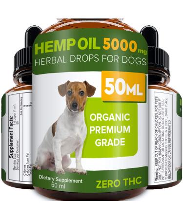 STRELLALAB Hemp Oil for Dogs - 50ml - 5000 MG Made in UK Hemp Extract - Pure Premium Grade - Omega-3 6 50 ml (Pack of 1)