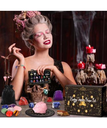 Buy Nkihrkk 21pcs Crystal Healing Stones Set - Natural Chakra Gemstones & Minerals with Fabric Bag for Meditation & Energy Healing - Buy Online on GoSupps.com