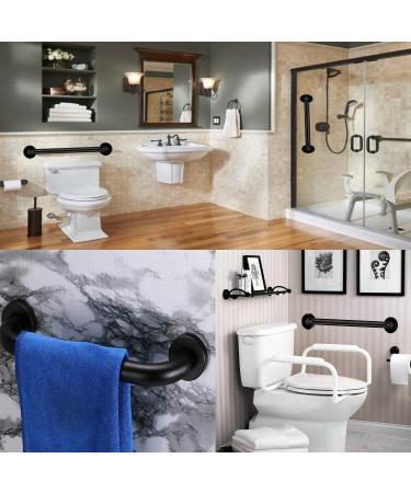 ZUEXT 2 Pack 24 Black Shower Grab Bars - Stainless Steel Bathroom Wall Handles for Safety and Support - Elderly and Handicap Accessible - Matte Black Finish - Buy Online on GoSupps.com