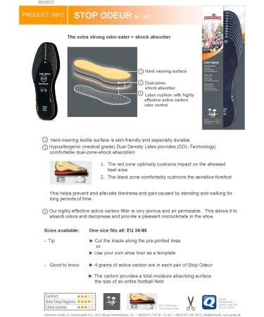Pedag Stop Odeur Activated Charcoal Odor Absorbing Insoles - 2 Pair - Buy Online on GoSupps.com