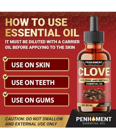 PENHOMENT Organic Clove Essential Oil for Teeth and Gums - Perfect Solution for Toothache, Oral Care, Skin & Hair 1 FL Oz - Buy Online on GoSupps.com