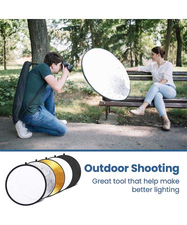 Etekcity Reflector Photography 43" (110cm) 5-in-1 Light Reflectors for Photography Multi-Disc Photo Reflector Collapsible with Bag - Translucent  Silver  Gold  White and Black 43 Inch - Buy Online on GoSupps.com