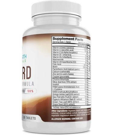 Best Earth Naturals Beard Growth Formula - Vitamins & Nutrients with Biotin Saw Palmetto & PABA for Men - 30 Count - Buy Online on GoSupps.com