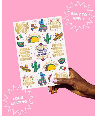 XO Fetti Fiesta Party Supplies Metallic Tattoos - 40 Styles | Cinco De Mayo & Bachelorette Decor - Buy Online on GoSupps.com