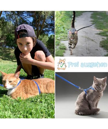 Adjustable Nylon Cat Leash & Harness Set - Soft Blue Cat Dishes for Kittens Puppies & Rabbits - 2 Piece Kit - Buy Online on GoSupps.com