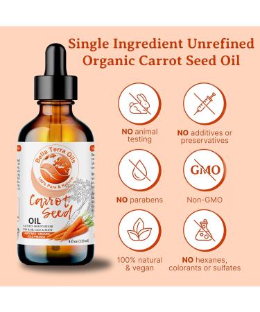 Bella Terra Oils - Organic Carrot Seed Oil 8 oz - Unveiling Organic Carrot's Enzymes & Nutritional Benefits A Cold-Pressed Delight for a Natural Skin Glow - Buy Online on GoSupps.com
