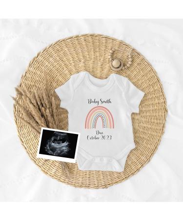 Hoolaroo Personalised Baby Pregnancy Announcement Onesie - Rainbow Baby Reveal 0-3 Months Clothing - Buy Online on GoSupps.com