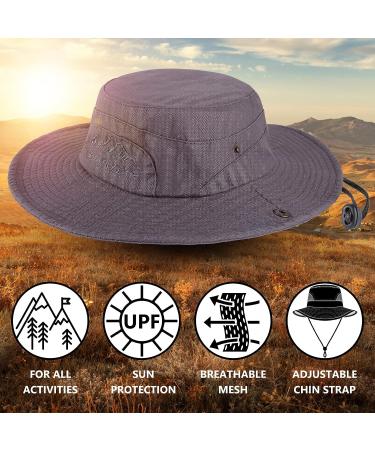 Obling Sun Hat UPF 50 Wide Brim Bucket Hat Safari Boonie Hat - B-grey - Buy Online on GoSupps.com
