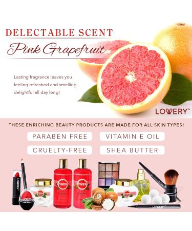 Luxury Birthday Gifts for Her - 30pc Pink Grapefruit Bath & Body Spa Set | Cosmetic Pencils Lip Balm Lotion Perfume & Rose Gold Bag - Buy Online on GoSupps.com