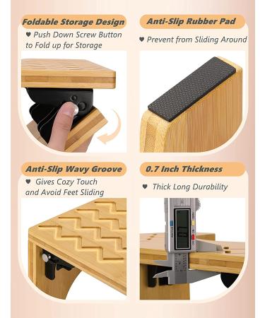 Easoger Bamboo Toilet Stool - 7'' Foldable Potty Step Stool for Squatting - 330 lbs Capacity - Buy Online on GoSupps.com