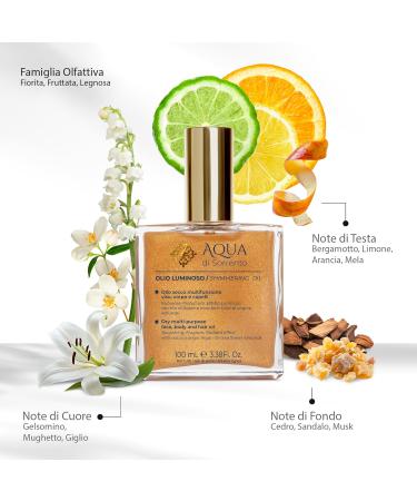  DIAMOND INTERNATIONAL AQUA DE SORRENTO Multifunctional Luminous Oil for Face Body and Hair Dry Oil Luminous Effect with Argan Oil and Sweet Almonds 100 ml - Buy Online on GoSupps.com