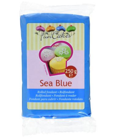 Funcakes Fondant Sea Blue: Easy to use smooth elastic soft and meager perfect for decorating cakes halal kosher and gluten -free.250 g FC97450 blue
