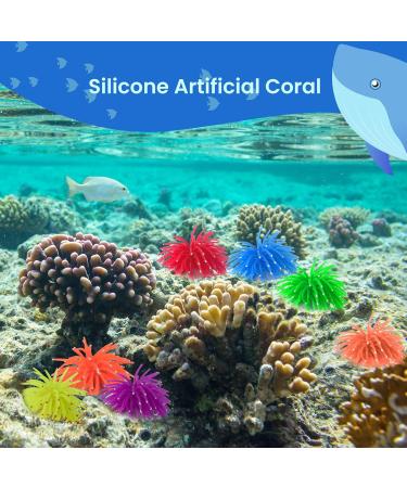 VEIREN Set of 6 Artificial Coral Plant Silicone Simulation Fake Coral Aquarium Fish Tank Underwater Ornament Decor Dia 8.5cm - Buy Online on GoSupps.com