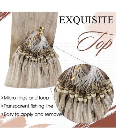 Buy Hetto Microring Real Hair Balayage Extensions - #P17/23 Light Blond Highlights - 50cm Remy Hair Extensions for Seamless Volume - Buy Online on GoSupps.com