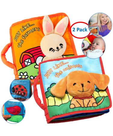 ToBe ReadyForLife Stimulating Baby Books 0-6 Months and 6-12 Months Infants | Crinkle Books for Babies Makes Great Toys Gift for 1 Year Old | Soft Cloth Animals Books for Baby Gift (2-Pack) Pack of 2