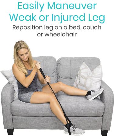 Vive Leg Lifter Strap (44 Inch) - Rigid Foot Loop Hand Grip for Mobility Aid - Ideal for Adult Seniors, Disabilities, and Hip Replacement - Wheelchair Accessory - Buy Online on GoSupps.com