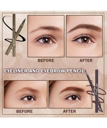 4PCS Eyebrow Pen and Eye Brow Stencil Kit Waterproof Eyebrow Tinting Kit with Dark Brown Eyebrow Pomade Dual-ended Eyebrow Pencil Black Eyeliner & 24 Eyebrow Stamp Stencils - Buy Online on GoSupps.com