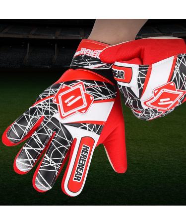 Buy Herenear Children's Goalkeeper Gloves | Junior Football Gloves with Fingersave | Non-Slip Grip & Red Design - Buy Online on GoSupps.com