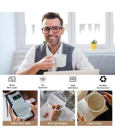 Feizedy Retro 70s Reading Glasses with Blue Light Filter | Square Nerd Glasses for Men & Women | Clear Lens Computer Glasses B0068 +1.00 Black - Buy Online on GoSupps.com