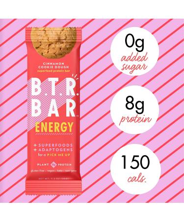 B.T.R. Bar Superfood Keto Protein Bars - Plant Based Vegan Protein - Low Carb & Calorie - Gluten Free - No Sugar Alcohols - Cinnamon Cookie Dough ENERGY (12 Pack) - Buy Online on GoSupps.com