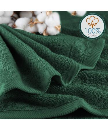 Hearth & Harbor 100% Cotton Washcloths 12 Pack - Ultra Soft & Absorbent - Hunter Green 13x13 - Buy Online on GoSupps.com