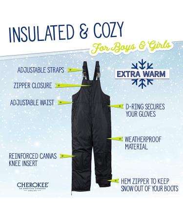 Cherokee Kids Snow Bib Insulated Ski Pants Overalls (4-18) Black 7 - Boys and Girls - Buy Online on GoSupps.com
