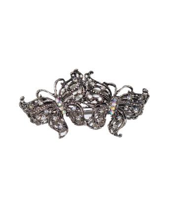GIZZY Ladies Girls Antique Silver Colour Colour Butterflies Hair Barrette. Hair Slide.