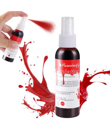 Paminify 2.1oz Fake Blood Spray  Blood Splatter  Halloween Liquid Blood for Clothes  Zombie  Vampire and Monster SFX Makeup & Theater Dark