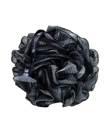 Bodylife Large Body Buffer Puff Exfoliating Bath & Shower Body Pouf Scrunchie Body Scrubber Black & White 95g