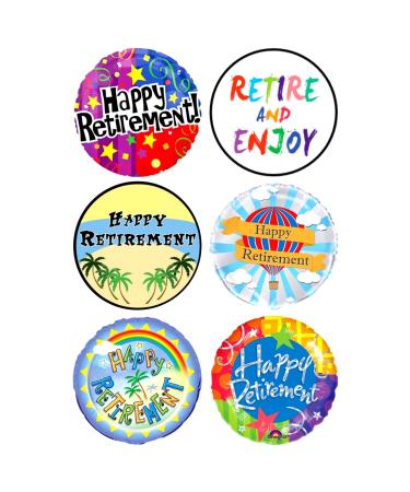 6 x Happy Retirement Mix Edible Wafer or Icing Cupcake Toppers Fun Celebration Themed Party Cake Decorations Perfect For Brownies Cookies Muffins & More! (Edible Wafer Card)
