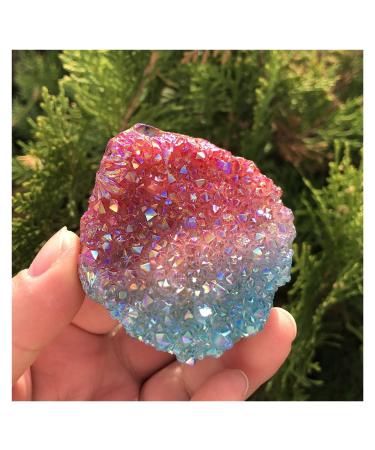 Natural Crystal Rough Natural Aura Red and Blue Stone Flower Electroplated Crystal Cluster forDecoration 80-90g