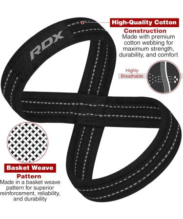 RDX Train Aid Strength Training | Figure 8 Cross Lifting Straps for Weightlifting | Padded Powerlifting Wrist Protection | Deadlift & Pull Up Grip for Men & Women - Black/Gray - Buy Online on GoSupps.com