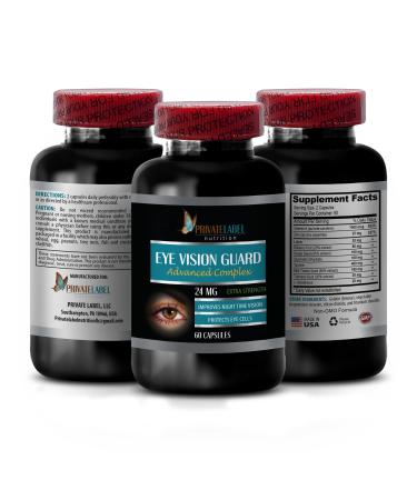 Vision Vitamins with Lutein - Eye Vision Guard 24 MG - Advanced Complex Eye Vision Support Lutein Supplements Vitamin A Supplement Turmeric Extract Bilberry Extract Taurine 1 Bot 60 Capsules